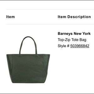 Leather zip top Barneys tote bag